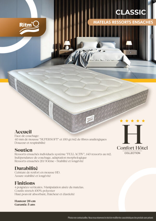 Matelas Classic - ressort ensachés - Ritm'O - Collection confort hôtel – Image 2
